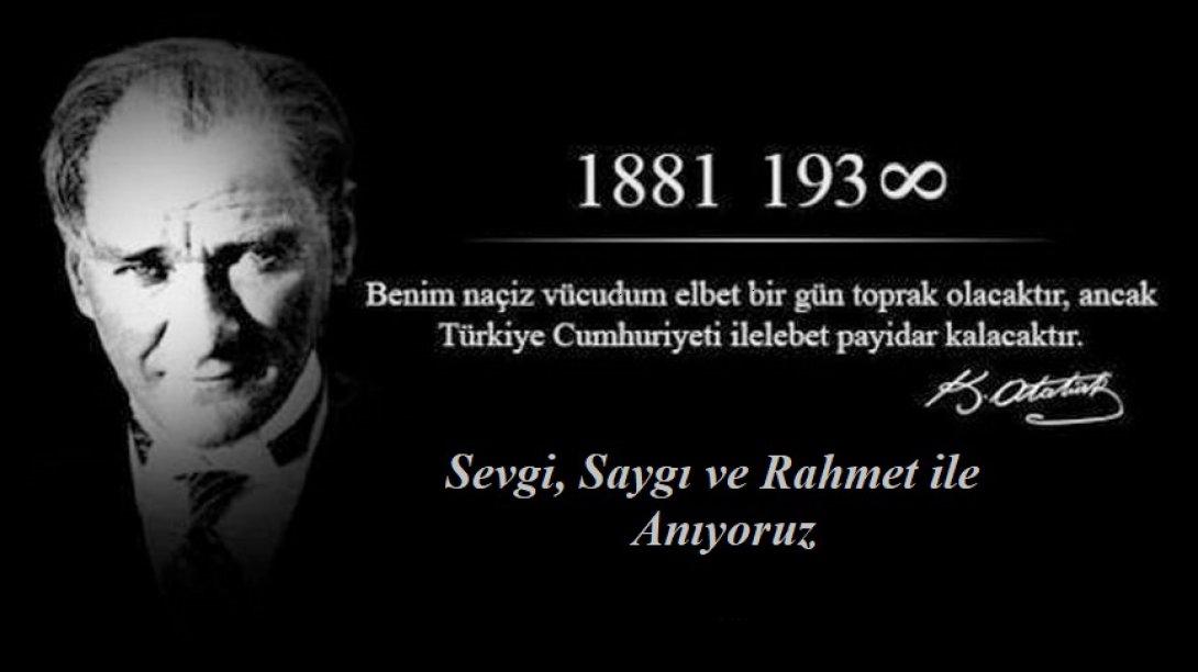 İl Millî Eğitim Müdürümüz'ün 10 Kasım Atatürk'ü Anma Günü Mesajı 