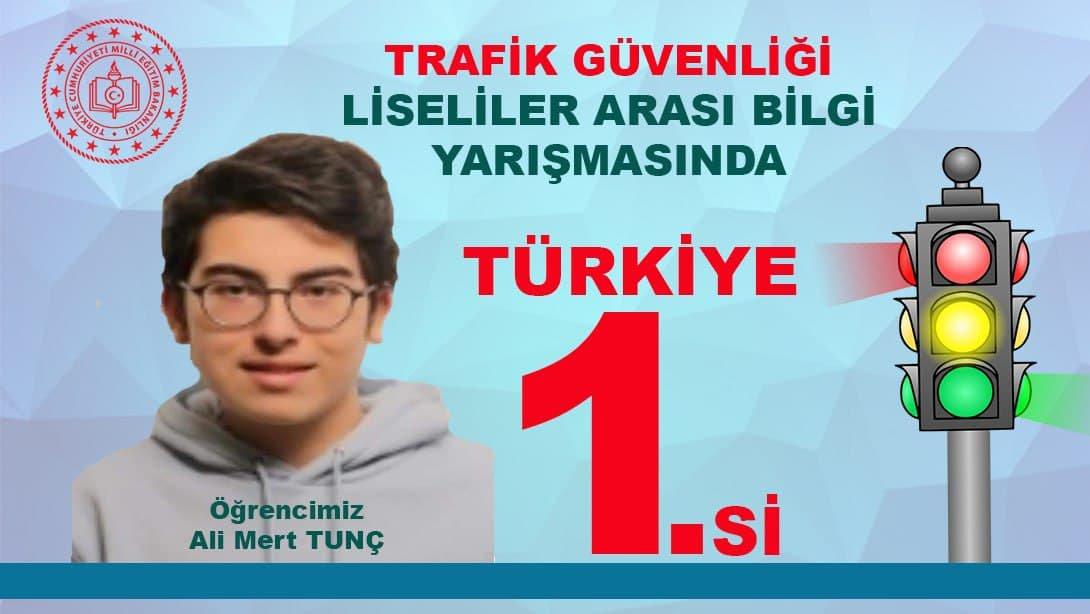Öğrencimiz Ali Mert TUNÇ Türkiye Birincisi 