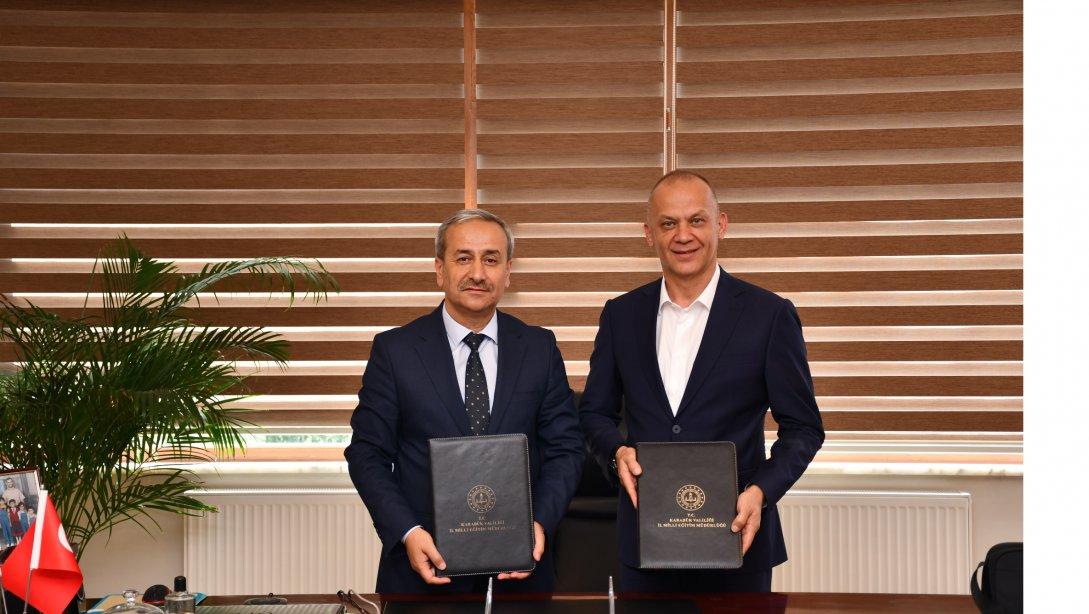 Karabük İl Millî Eğitim Müdürlüğümüz ile Çelikoğlu Demir Çelik Sanayi ve Ticaret LTD. ŞTİ. İş Birliği Protokolü İmzalandı