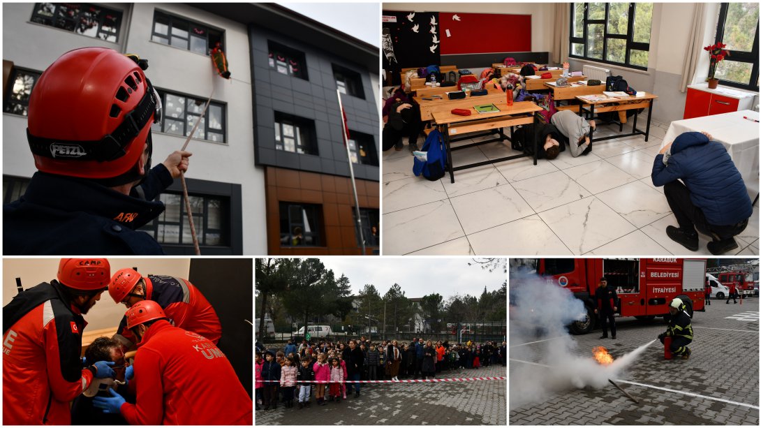 Karabük Afete Hazır Okul Projesi Afetler ve Deprem Tatbikatı II.si Gerçekleştirildi