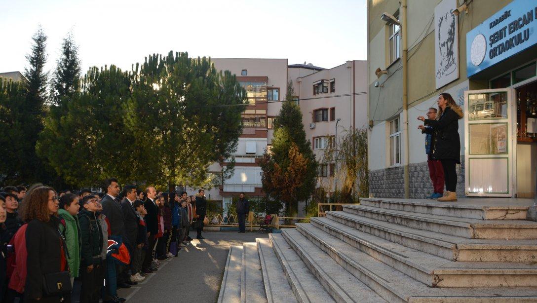 İl Millî Eğitim Müdürümüz Şehit Ercan Hırçın Ortaokulu Bayrak Törenine Katıldı