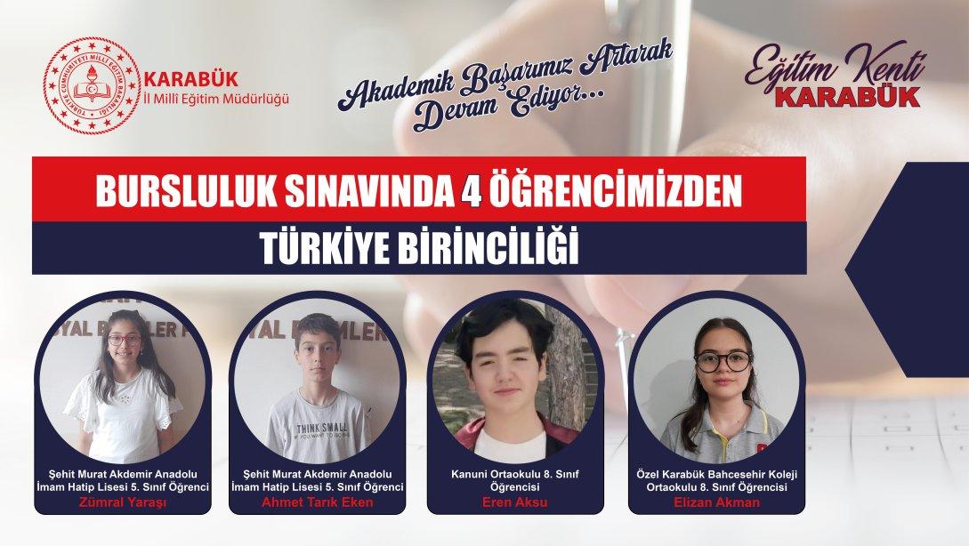 Bursluluk Sınavında 4 Türkiye Birinciliği Karabük'ümüzden